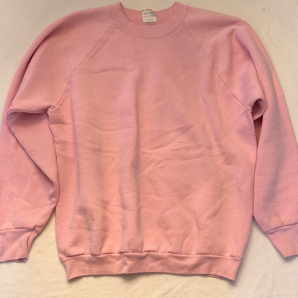 Vintage 80s Sweatshirt Large Vintage Plain Sweater Jumper Pullover Crewneck Pink